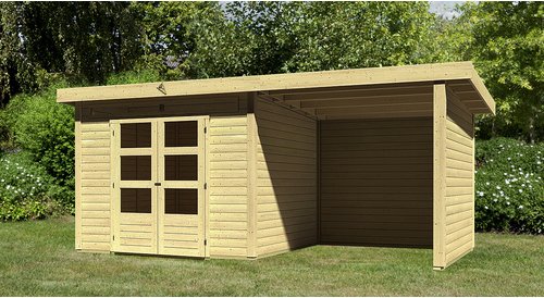 KARIBU Gartenhaus »Kandern«, Holz, BxHxT: 565 x 222 x 274 cm (Außenmaße inkl. Dachüberstand) - braun