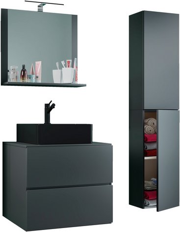 VCM Waschplatz-Set »Lendas«, 4-tlg., 60 cm, anthrazit - grau