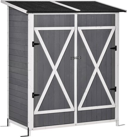 Thumbnail - Outsunny Gartenschrank, BxH: 139 x 60 cm, grauweiß, Tannenholz