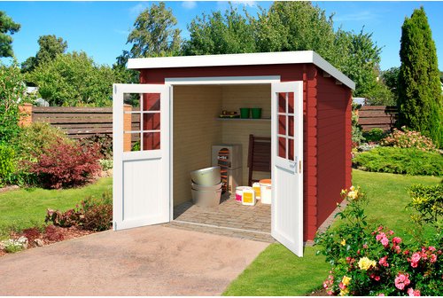 LASITA MAJA Gartenhaus »Indi«, BxHxT: 250 x 210,9 x 213,1 cm (Außenmaße inkl. Dachüberstand), Holz - rot