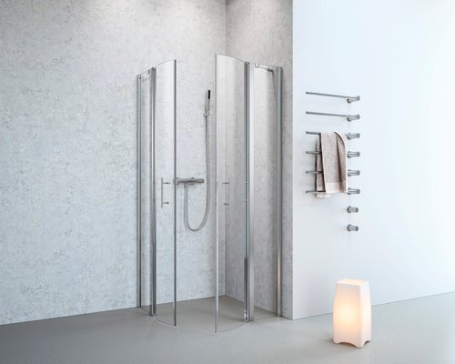 GEO Runddusche, Höhe: 195 cm, edelsilber, Scheibenstärke: 6 mm - silberfarben