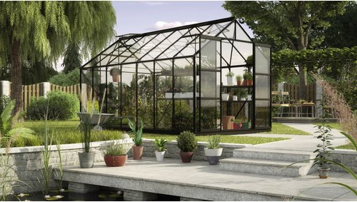 VITAVIA Gewächshaus »Uranus 11500«, 11,5 m², Aluminium/Glas, winterfest - schwarz