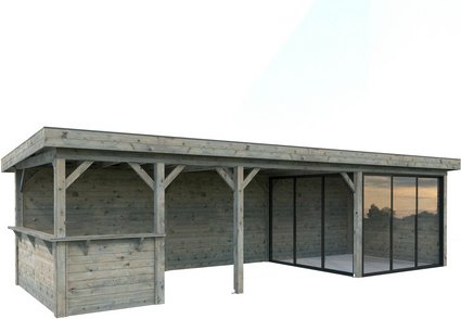 PALMAKO Pavillon »Lenna«, Aufstellmaße BxTxH: 916 x 340 x 245 cm, tauchgrundiert, Holz - grau