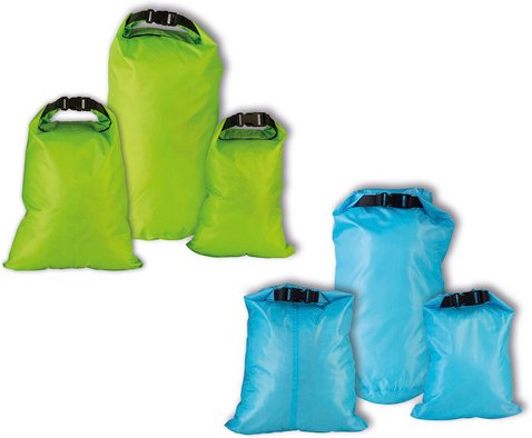 HAPPY PEOPLE Packsack, 3er Set, blau/grün, Nylon - bunt