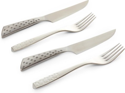 WEBER Steak-Besteck-Set, 2x Messer/2x Gabel, Edelstahl - silberfarben