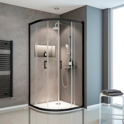 SCHULTE Runddusche »Sunny«, BxH: 90 x 190 cm, mattschwarz, mit Schiebetüren