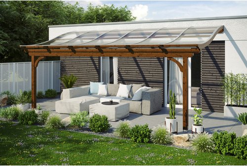 SKANHOLZ Terrassenüberdachung »Verona«, Breite: 648 cm, Dach: Polycarbonat (PC), nussbaum - braun