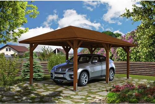 SKANHOLZ Carport »Taunus«, BxT: 374 x 656 cm, Firsthöhe: 314 cm, farbbehandelt - weiss