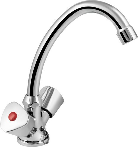 WELLWATER Zweigriffarmatur, verchromt, mit schwenkbarem Rohrauslauf - silberfarben