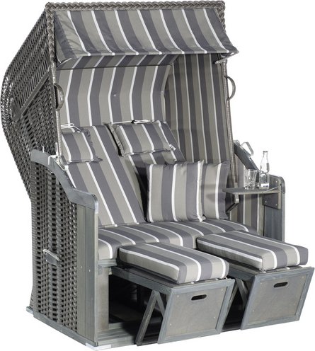 Thumbnail - SUNNY SMART Strandkorb »Rustikal«, BxHxT: 125 x 160 x 90 cm, Halblieger, anthrazitfarben/grau