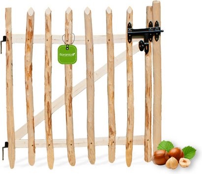 Floranica Gartentor, aus Haselnussholz, 115 cm x 100 cm, inklusive Zubehör - braun