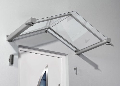 GUTTA Giebelvordach »GV/T«, Polycarbonat (PC), edelstahlfarben/klar - silberfarben