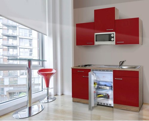 RESPEKTA Singleküche »Luis«, mit E-Geräten, Gesamtbreite: 150 cm - rot