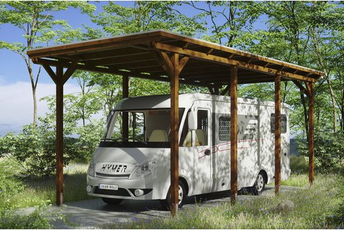 SKANHOLZ Carport »Emsland 2«, BxT: 404 x 846 cm, Firsthöhe: 372 cm, farbbehandelt - braun