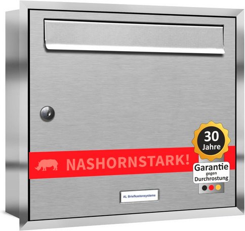 AL BRIEFKASTENSYSTEME Briefkasten, Parteien: 1, Unterputzmontage, BxHxT: 42,5 x 38,5 x 11,6 cm - silberfarben