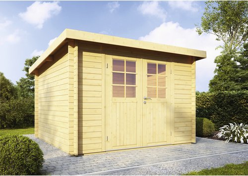 WOLFF FINNHAUS Gartenhaus »Pulti 34-C Typ 2«, Holz, BxHxT: 340 x 217 x 320 cm (Außenmaße inkl. Dachüberstand) - braun