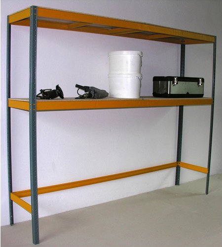 SZAGATO Garagenregal, BxHxT: 225 x 180 x 50 cm, Stahl, 2 Böden - grau