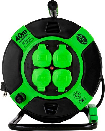 REV Kabeltrommel, 4 Steckdosen, Kabellänge: 40 m - schwarz