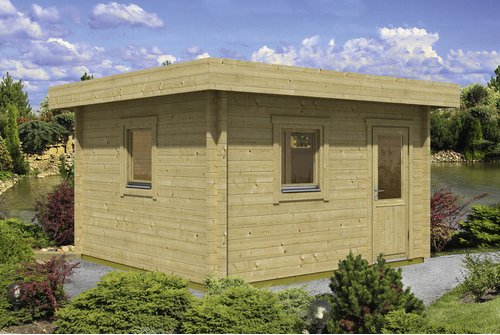 WOLFF FINNHAUS Saunahaus »Keijo«, BxTxH: 459 x 465 x 257 cm, ohne Ofen - beige