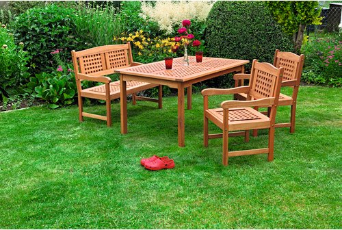 MERXX Gartenmöbel »Lima«, 4 Sitzplätze, Eukalyptusholz - beige