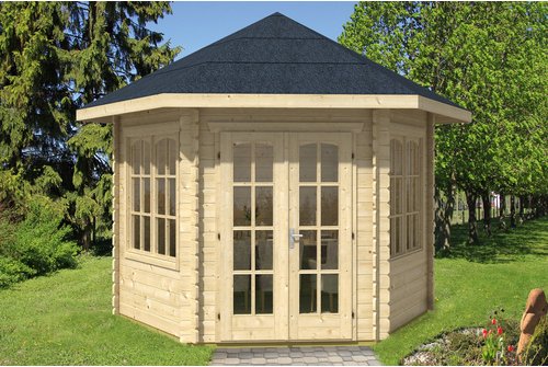 SKANHOLZ Pavillon »Madeira 2«, Spitzdach, sechseckig, BxT: 350 x 373 cm, inkl. Dacheindeckung - beige