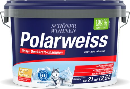 SCHÖNER WOHNEN FARBE Innenfarbe »Polarweiss«, 2,5 Liter, weiß, matt