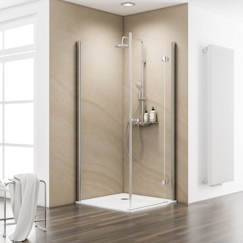 Thumbnail - SCHULTE Eckdusche »MasterClass«, inkl. Duschwanne, chromoptik, 90x90 cm, Tür rechts - silberfarben