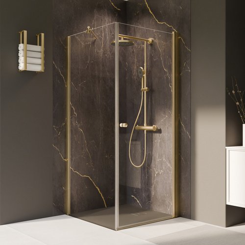 BREUER Drehtür mit Seitenwand »Elana 2.0«, 900 Satiniert Gold gebürstet - goldfarben