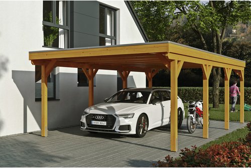 SKANHOLZ Carport »Grunewald«, BxT: 427 x 796 cm, Firsthöhe: 251 cm, lasiert - beige