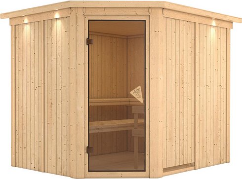 KARIBU Sauna »Haaspsalu«, für 4 Personen, ohne Ofen - beige