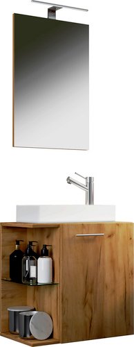 VCM Badmöbel-Set »Hausa«, 3-teilig, mit Spiegel (ohne Beleuchtung) - braun