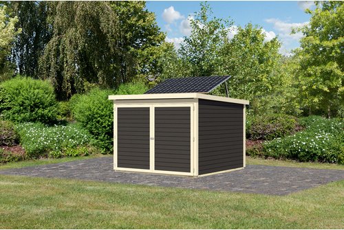 KARIBU Gartenhaus »Fahrradgarage 4«, BxHxT: 226,5 x 167 x 212 cm (Außenmaße inkl. Dachüberstand), Wandstärke 19 mm - bra...
