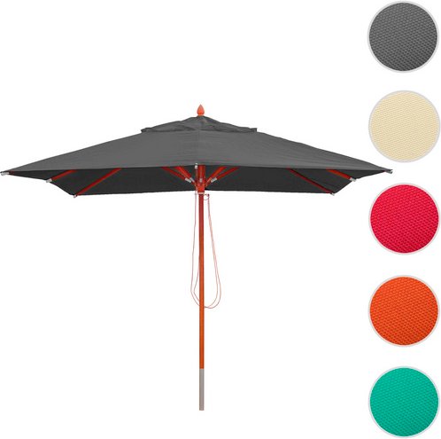 MVG Sonnenschirm »MVG-C57«, Holz 14kg, eckig 3x3m Seilzug stoßsicher - schwarz