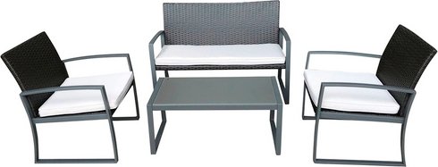 GARDEN PLEASURE Gartenmöbelset »Garda«, Kunststoff, 4-teilig - grau