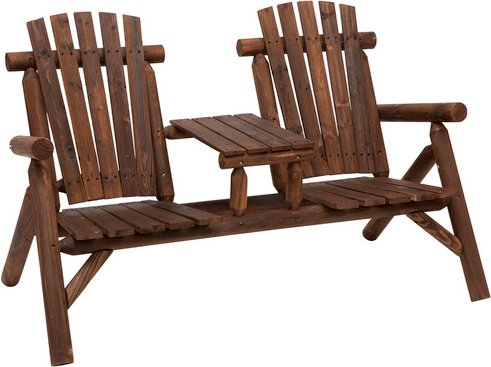 Outsunny Gartenbank, Holz, 2-Sitzer, BxHxT: 156 x 95 x 83 cm - braun