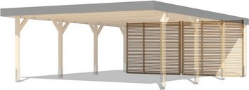 KARIBU Carport-Rückwand, BxH: 528 x 210 cm, braun, passend für: Doppelcarport
