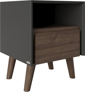 PHOENIX Nachttisch »VICTORIA«, BxH: 45 x 56,8 cm, Spanplatte/Massivholz - grau | braun