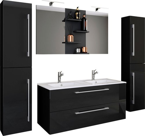 VCM Badmöbel-Set »Budasi«, 5-teilig, mit Spiegel - schwarz