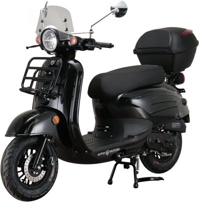 ALPHA MOTORS Motorroller »Adria«, 50 ccm, 45 km/h, EURO 5, schwarz, inkl. Windschild und Topcase