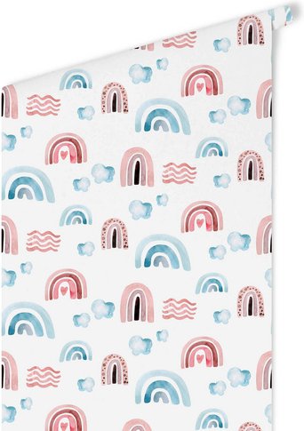 K&L Wall Art Vliestapete »Kinder Vliestapete«, Baby Rosa Regenbogen Wolken, mehrfarbig, matt - bunt