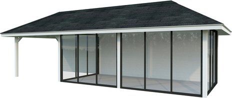 Thumbnail - PALMAKO Pavillon »Bianca«, Aufstellmaße BxTxH: 960 x 384 x 319 cm, lackiert, Holz - weiss
