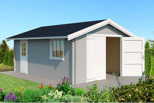 LASITA MAJA Gartenhaus »Yarik«, BxHxT: 473,7 x 273,6 x 583 cm (Außenmaße inkl. Dachüberstand), Holz - grau