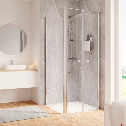 SCHULTE Eckeinstieg »Garant 2.0«, BxHxT: 80 x 200 x 80 cm, Türart: Pendeltür - silberfarben