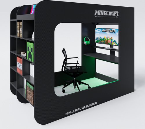 PHOENIX Bett »MINECRAFT«, BxLxH: 126 x 233 x 185 cm - schwarz