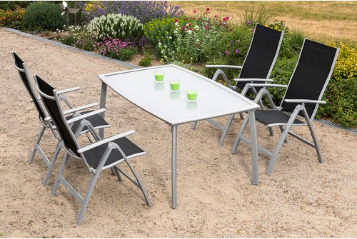 MERXX Gartenmöbelset »Carrara«, 4 Sitzplätze, Aluminium/Textil - schwarz
