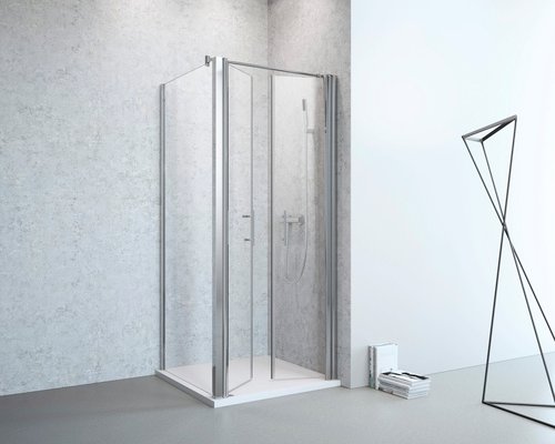 GEO Doppelpendeltür, Höhe: 195 cm, edelsilber, Scheibenstärke: 6 mm - silberfarben