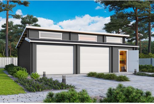 LASITA MAJA Blockgarage »Hawaii«, BxT: 820 x 579,6 cm (Außenmaß), Holz - grau