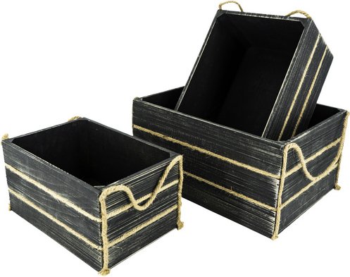 NOOR living Aufbewahrungskiste, BxHxL: 30 x 20 x 40 cm, Holz - schwarz