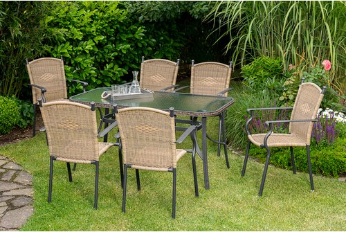 MERXX Gartenmöbelset »Roma«, 6 Sitzplätze, Aluminium/Kunststoff - grau