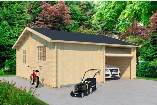 LASITA MAJA Blockgarage »Falkland«, BxT: 628,6 x 635 cm (Außenmaß), Holz - braun